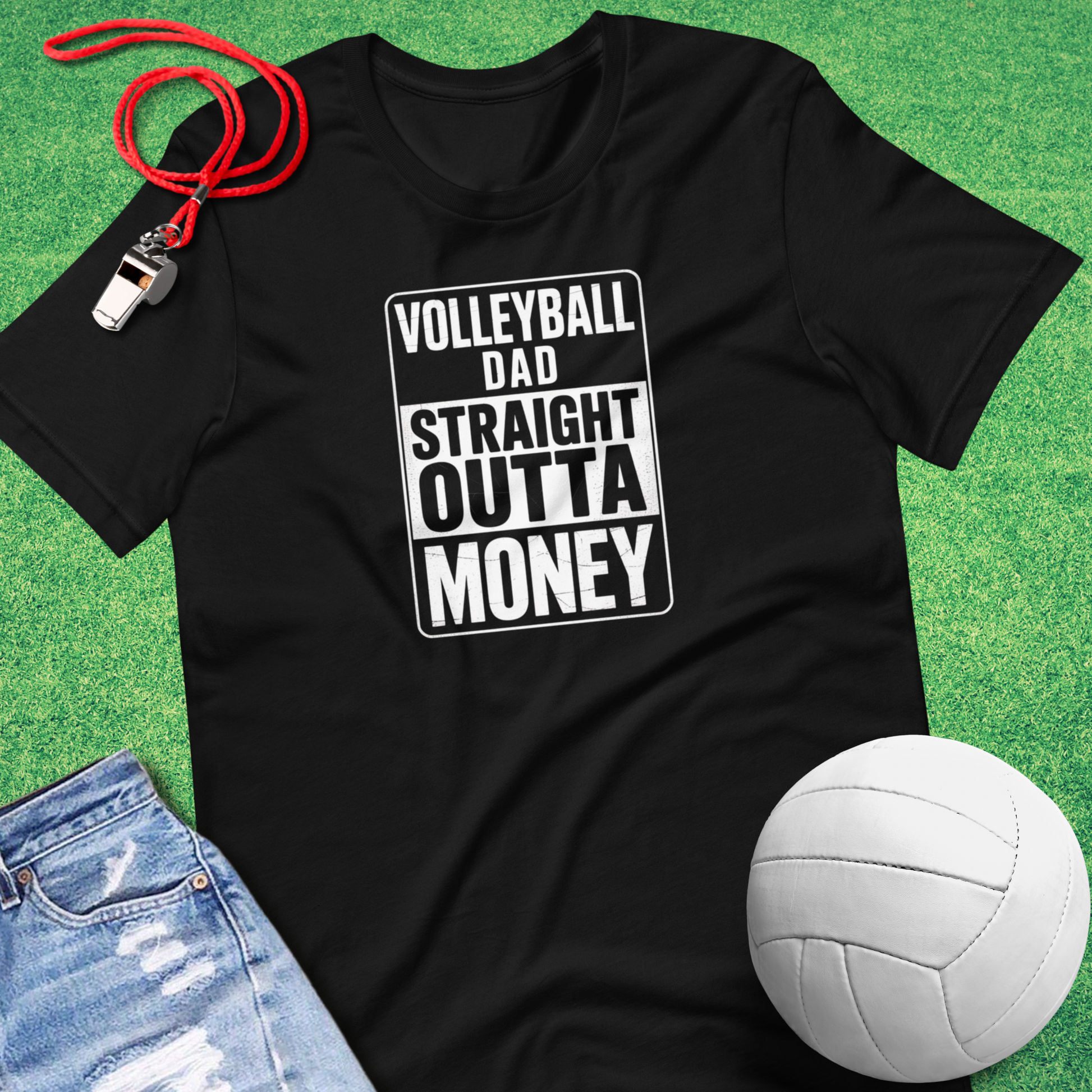 Volleyball Dad Outta Money T-Shirt in Black - Volleyball Dad Gift | Sideline Gods