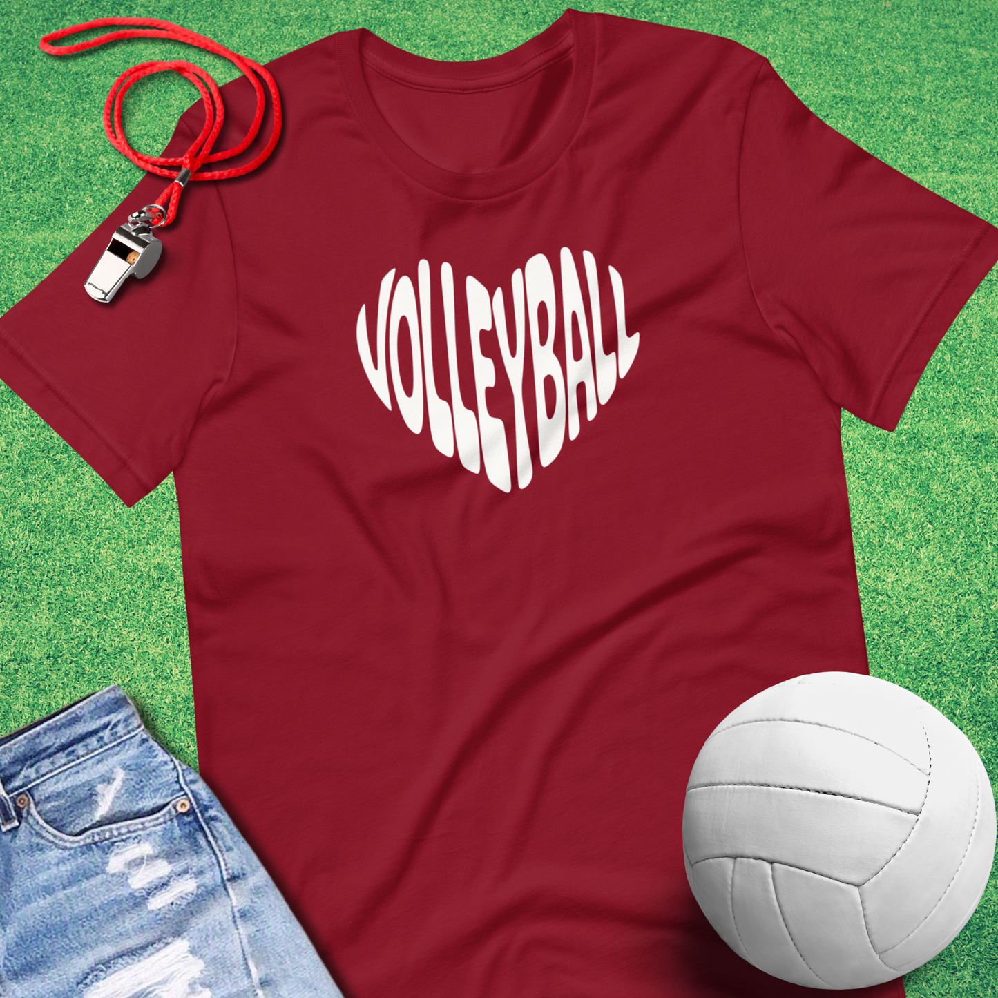 Volleyball Heart T-Shirt in Cardinal - Bold Courtside Apparel for Players and Fans | Sideline Gods