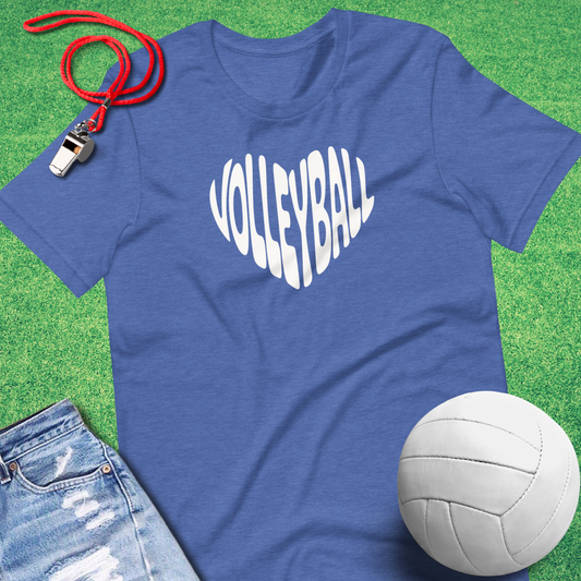 Volleyball Heart T-Shirt in Heather True Royal - Unique Volleyball T-Shirt for Players and Fans | Sideline Gods