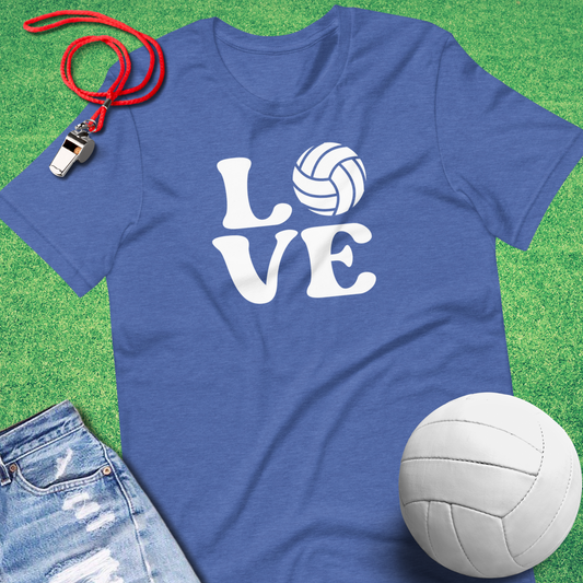 Volleyball Love T-Shirt in Heather True Royal - Unique Volleyball T-Shirt for Players and Fans | Sideline Gods