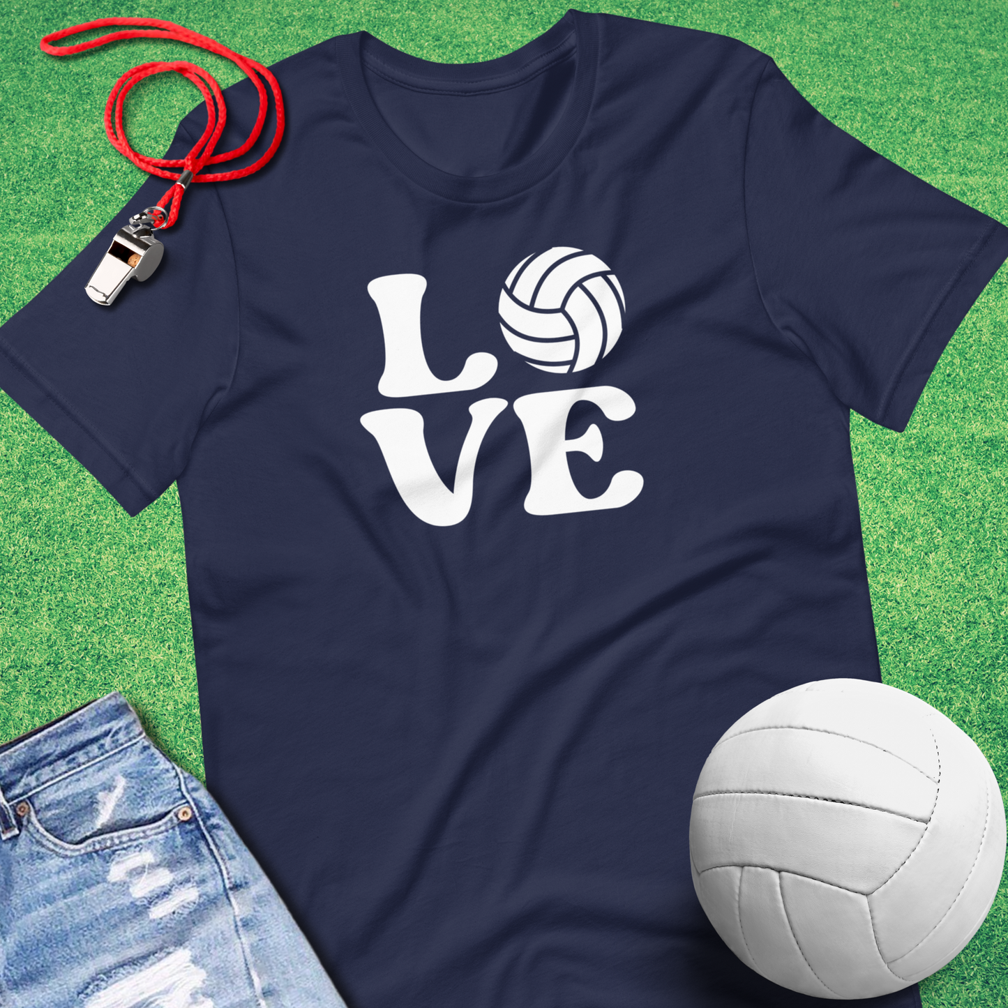 Volleyball Love T-Shirt in Navy - Bold Courtside Apparel for Players and Fans | Sideline Gods