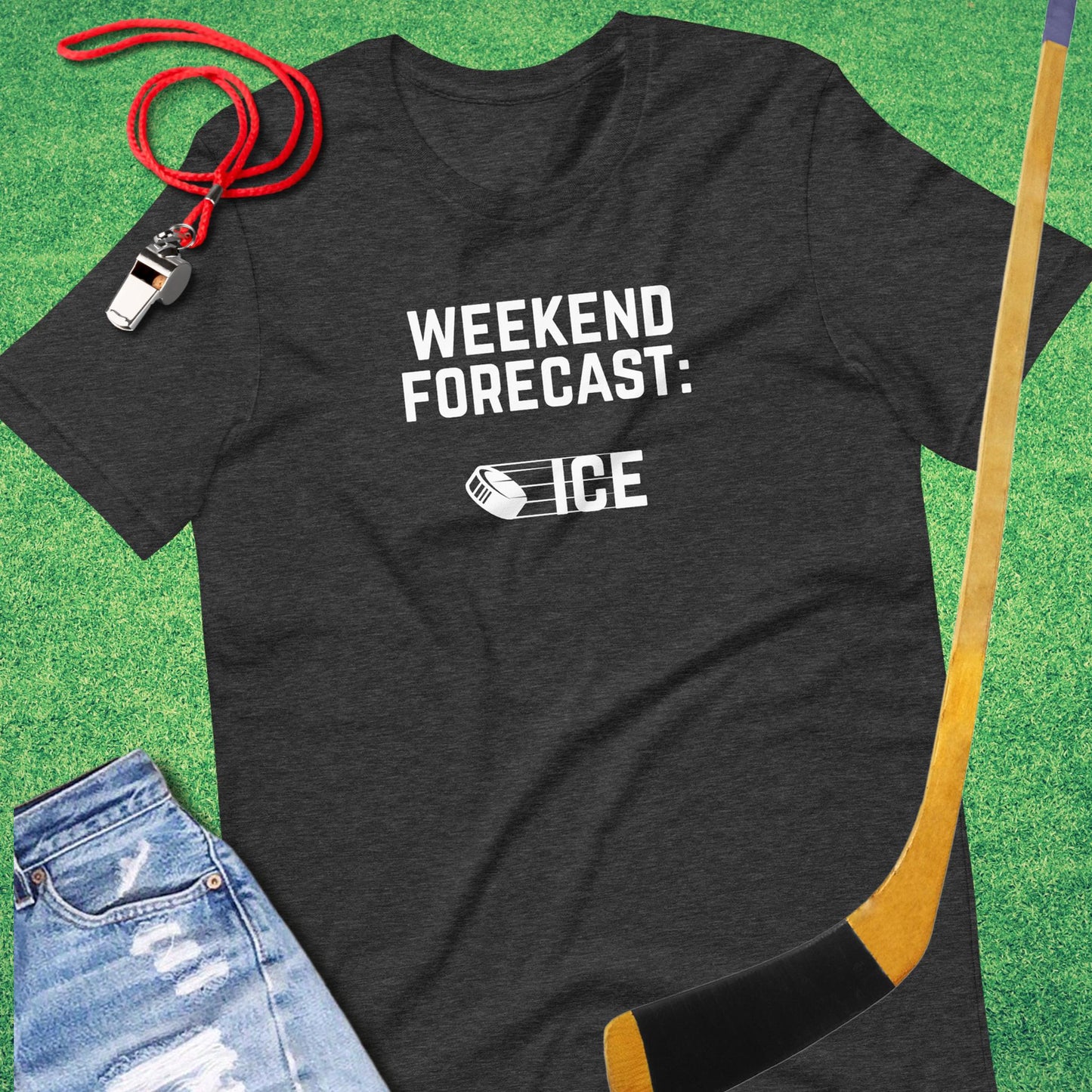 Weekend Forecast: Ice T-Shirt in Dark Grey Heather - Funny Hockey T-Shirt | Sideline Gods