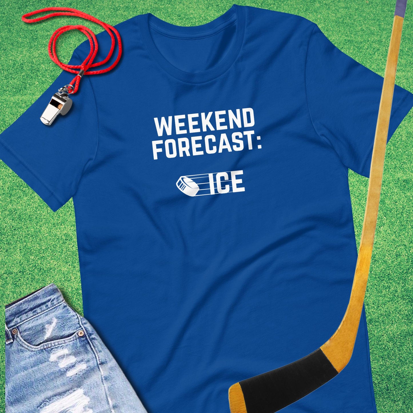 Weekend Forecast: Ice T-Shirt in True Royal - Sarcastic Ice Hockey T-Shirt | Sideline Gods