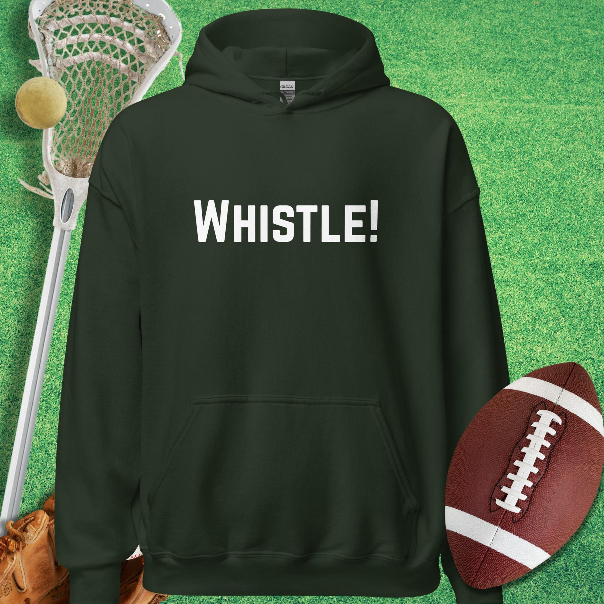Whistle Hoodie in Forest Green - Funny Sports Hoodie | Sideline Gods