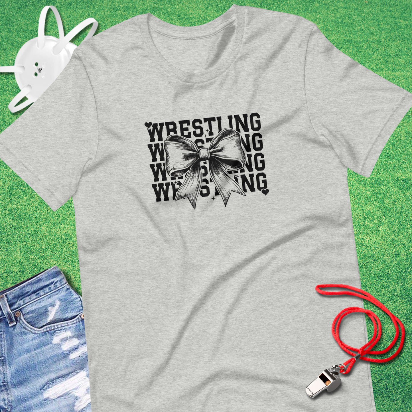Wrestling Bow T-shirt in Athletic Heather - Wrestling Mom Gift | Sideline Gods