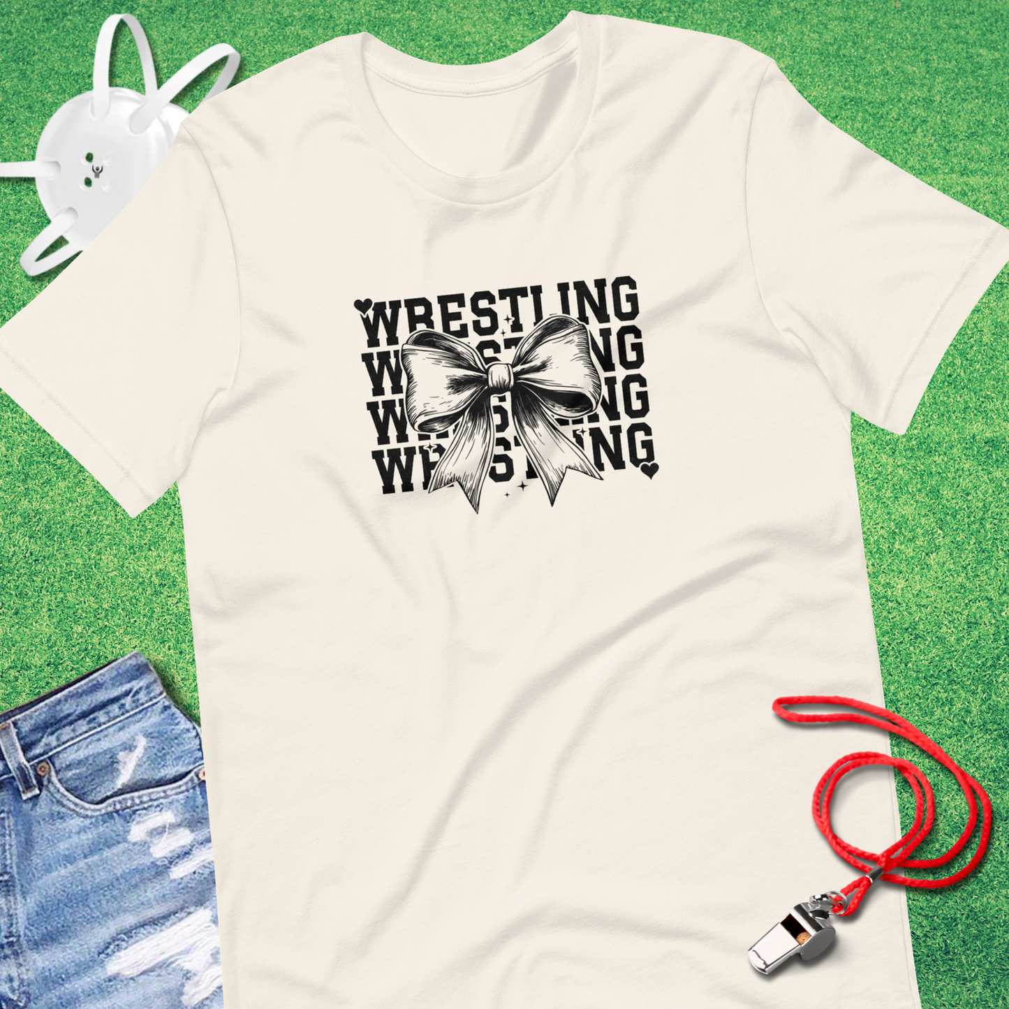 Wrestling Bow T-shirt in Vintage White - Cute Wrestling Mom T-Shirt | Sideline Gods