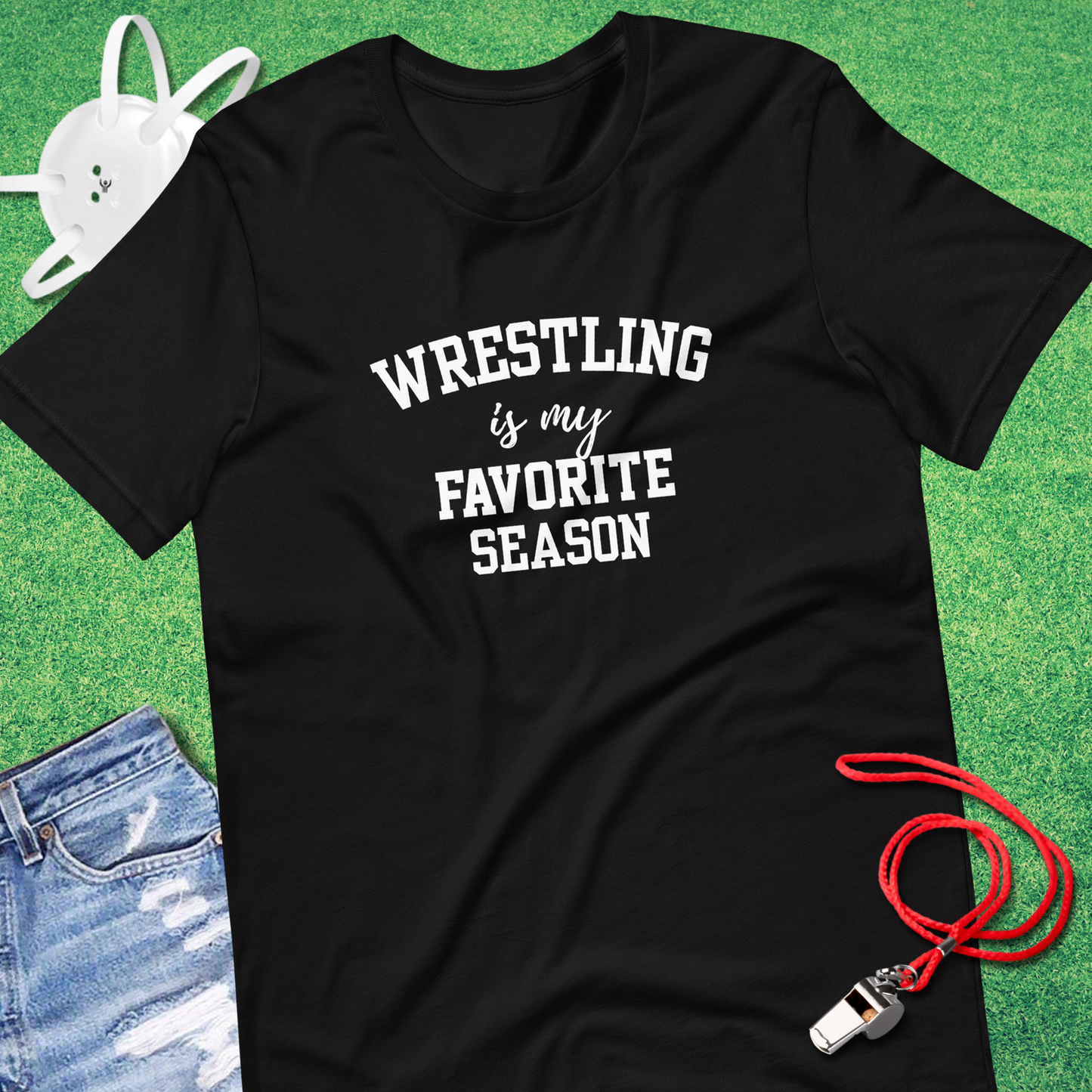 Wrestling Is My Favorite Season T-Shirt in Black - Classic Wrestling T-Shirt | Sideline Gods