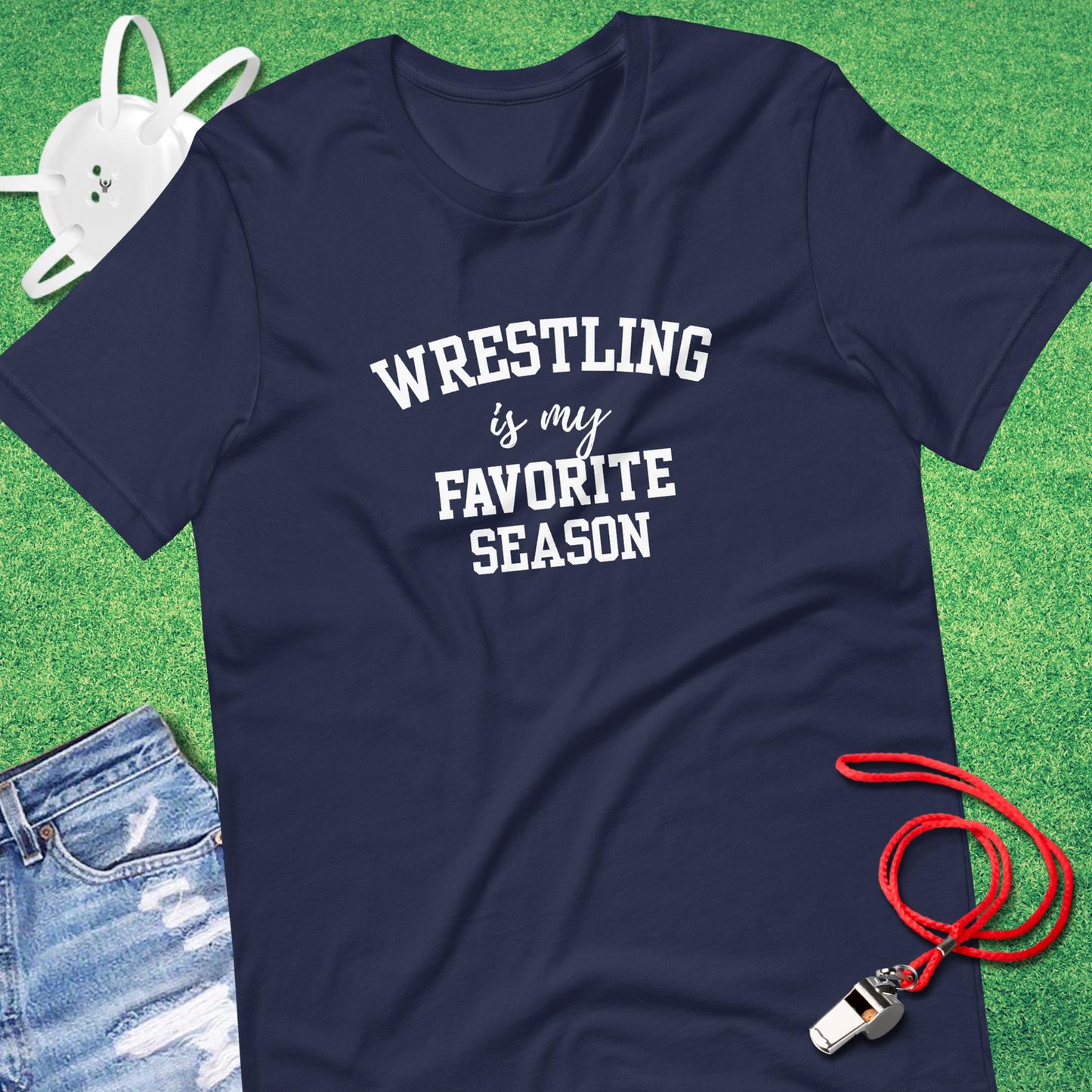 Wrestling Is My Favorite Season T-Shirt in Navy - Minimalist Wrestling T-Shirt | Sideline Gods
