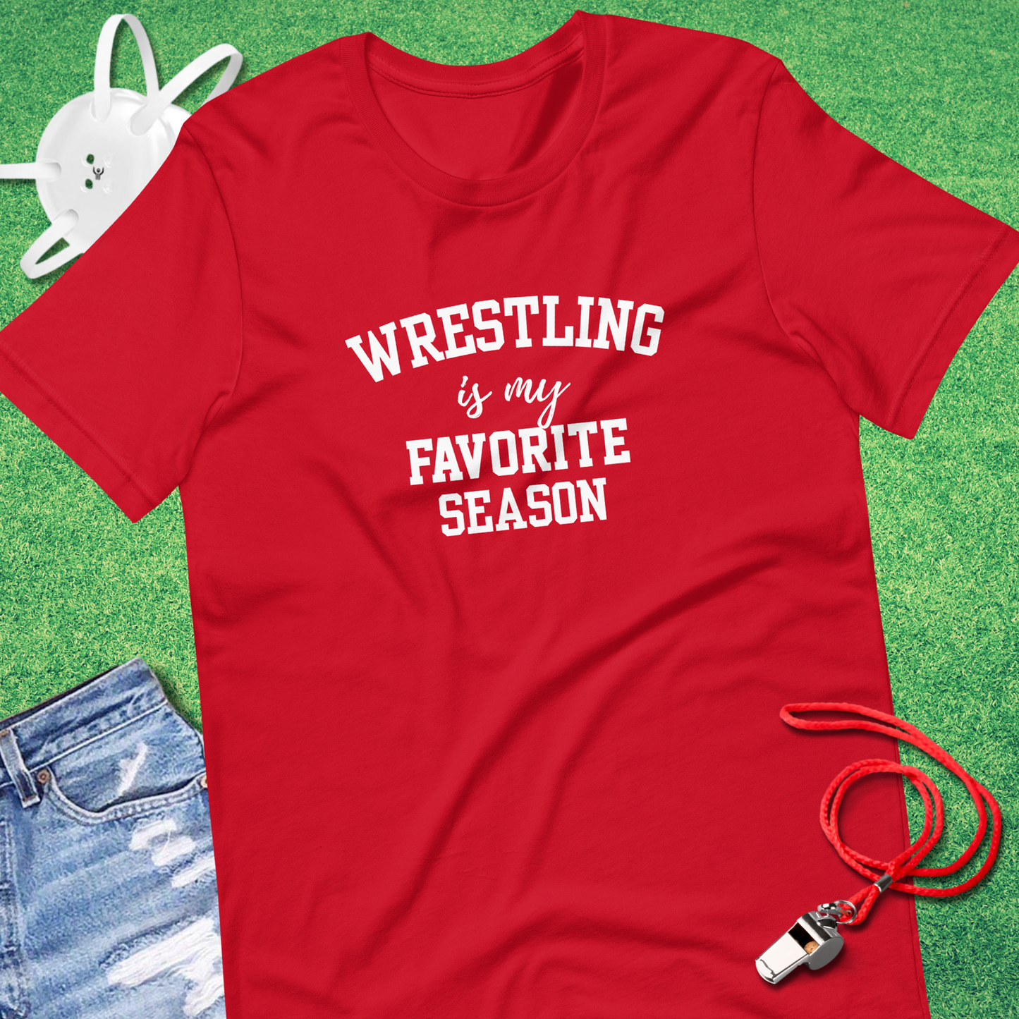 Wrestling Is My Favorite Season T-Shirt in Red - Minimalist Wrestling T-Shirt | Sideline Gods