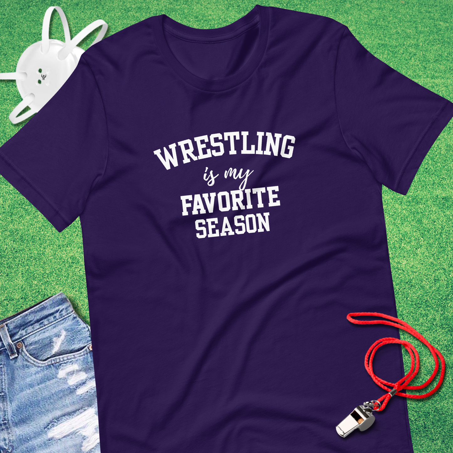 Wrestling Is My Favorite Season T-Shirt in Team Purple - Classic Wrestling Gear | Sideline Gods