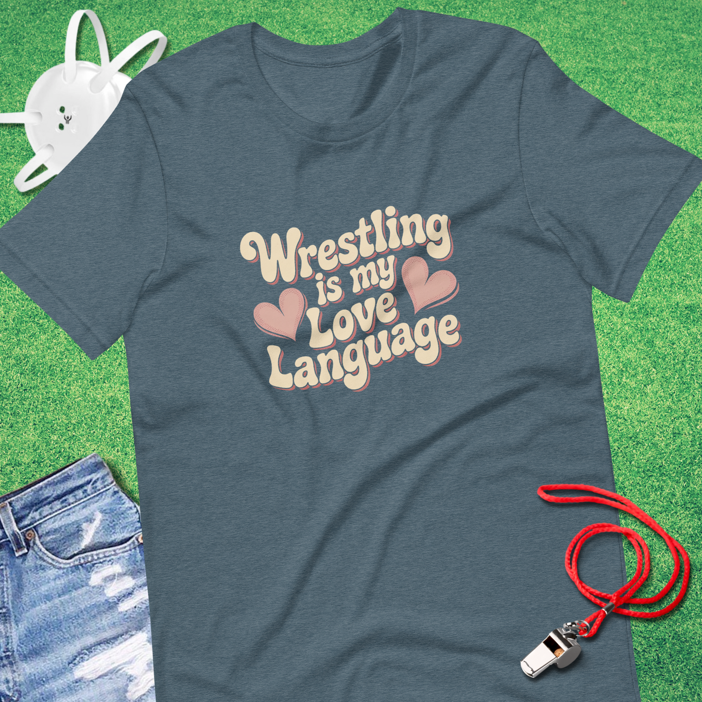 Wrestling Is My Love Language T-Shirt in Heather Slate - Wrestling Mom T-Shirt | Sideline Gods