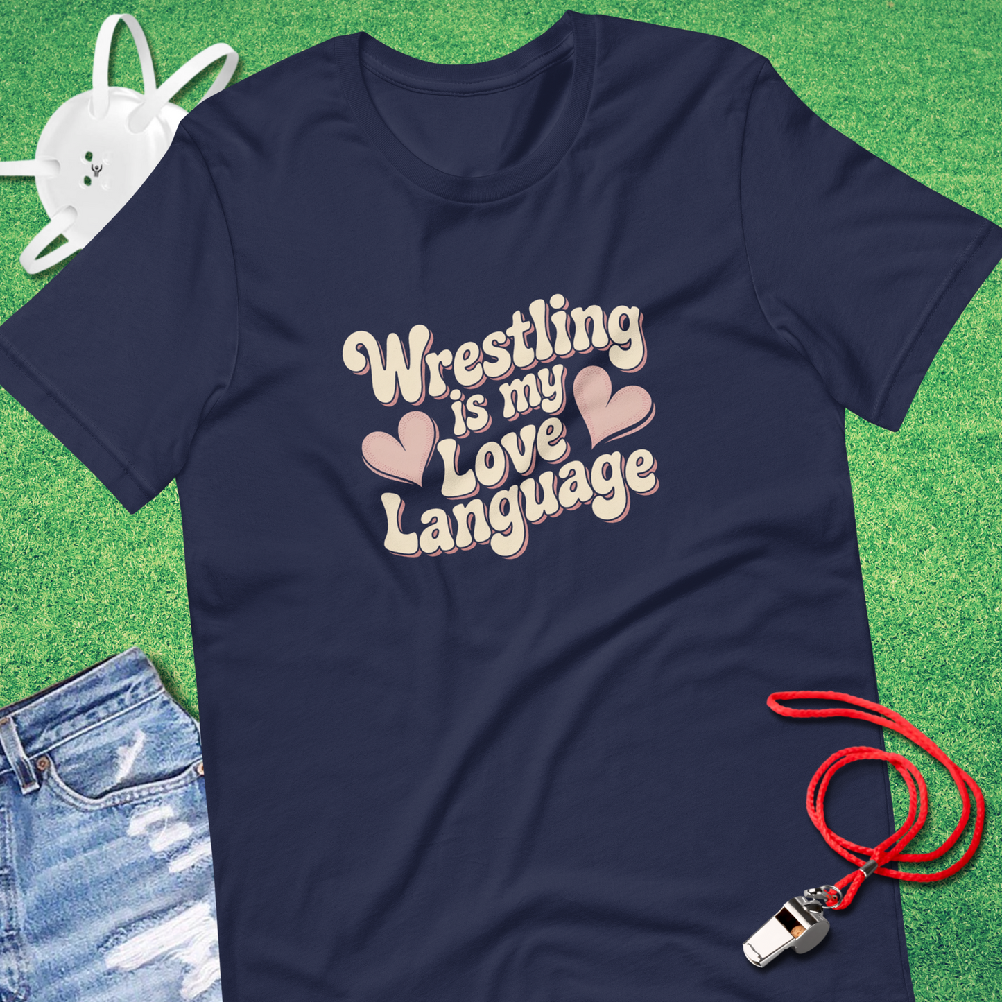Wrestling Is My Love Language T-Shirt in Navy - Wrestling Mom Spirit | Sideline Gods