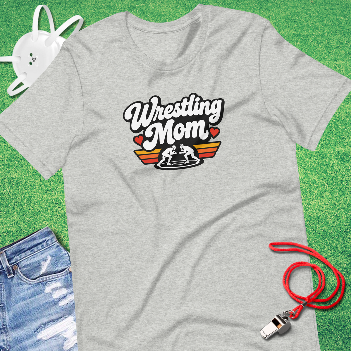 Wrestling Mom Retro Rainbow T-Shirt