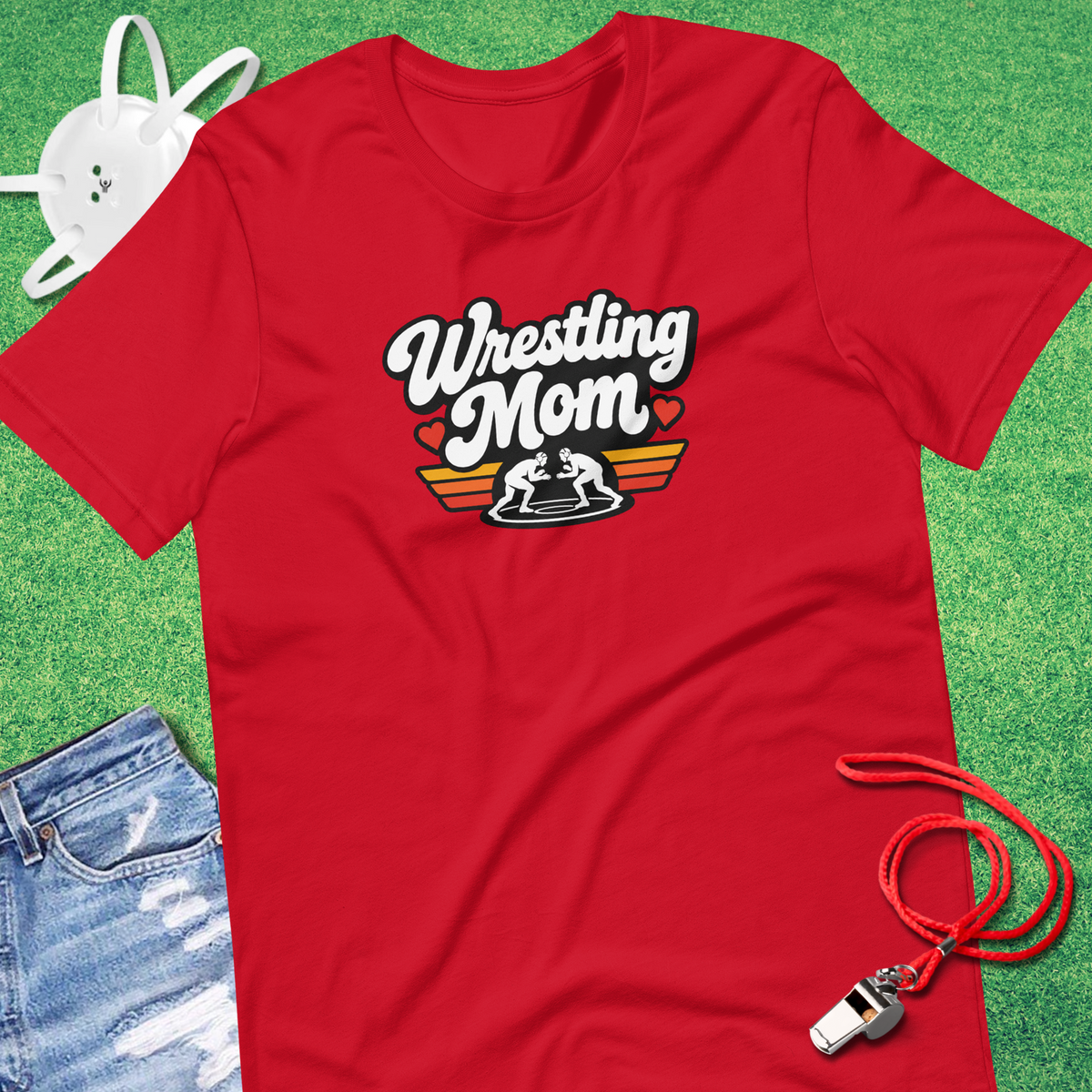 Wrestling Mom Retro Rainbow T-Shirt