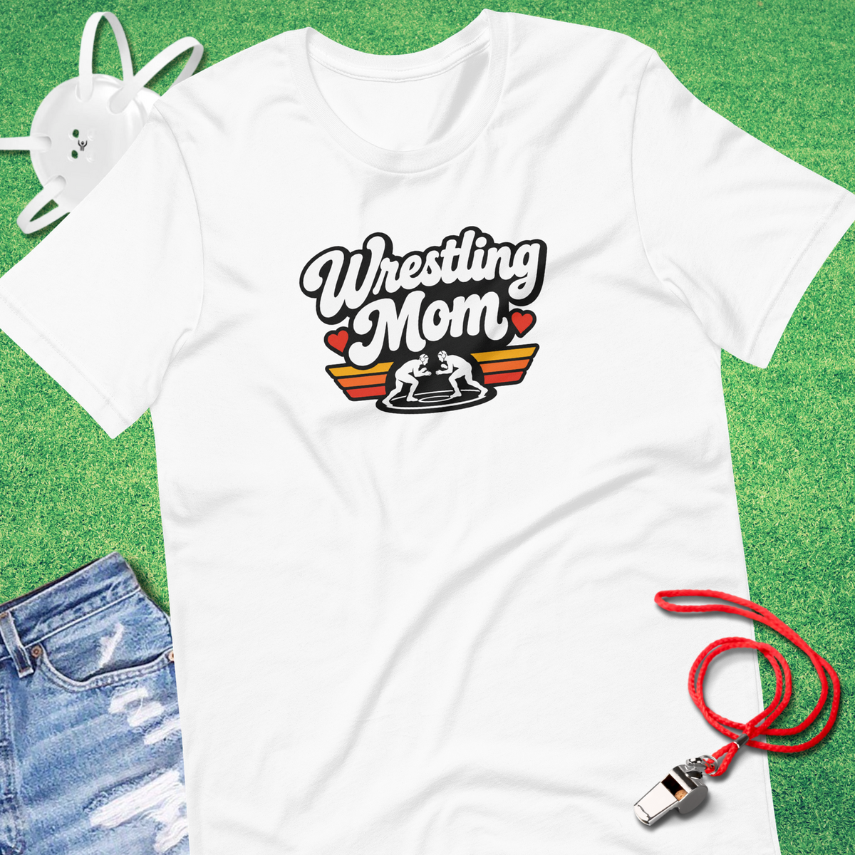 Wrestling Mom Retro Rainbow T-Shirt