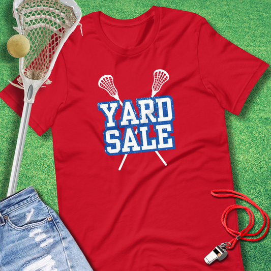 Yard Sale T-Shirt in Red - Lacrosse T-Shirt for Players and Fans | Sideline Gods
