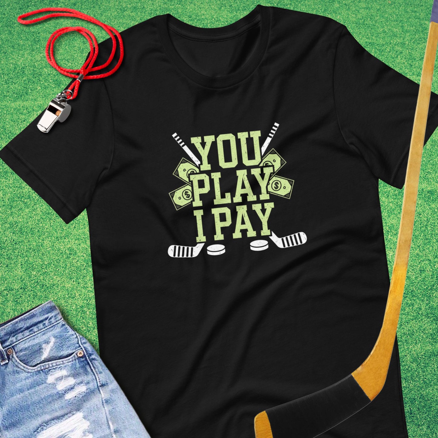 You Play I Pay Ice Hockey T-Shirt in Black - Ice Hockey Dad Gift | Sideline Gods