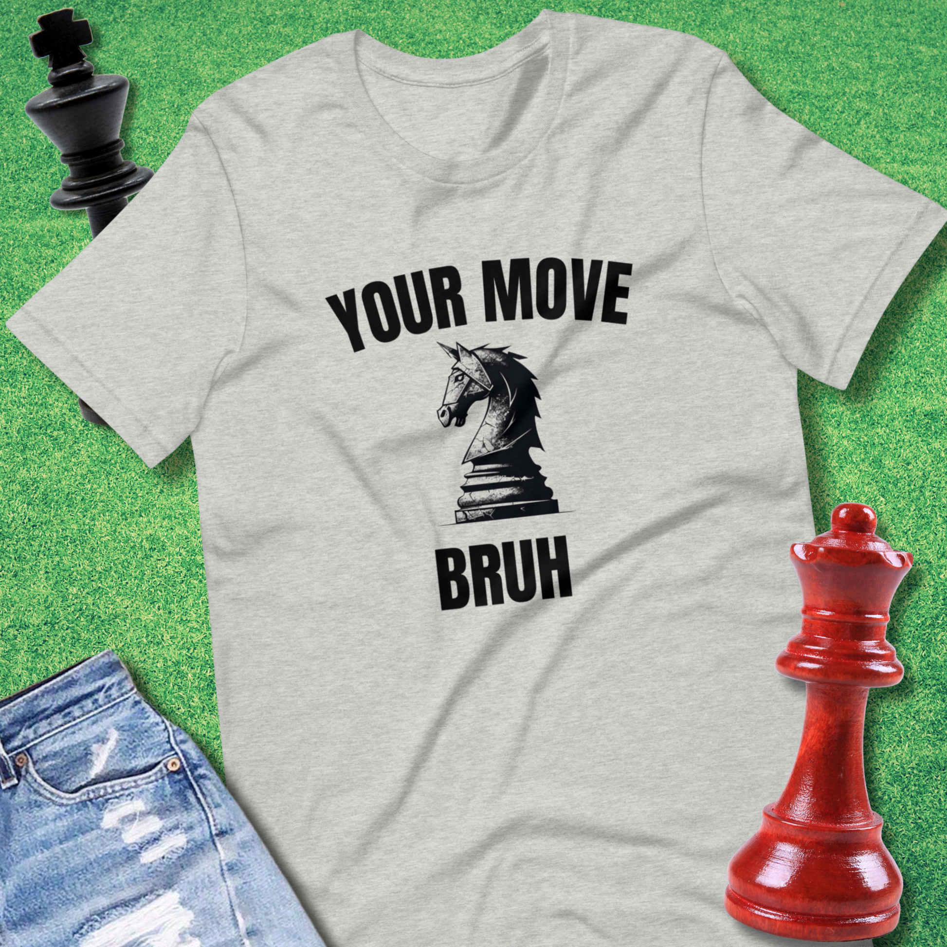 Your Move Bruh T-Shirt in Athletic Heather - Chess T-Shirt | Sideline Gods